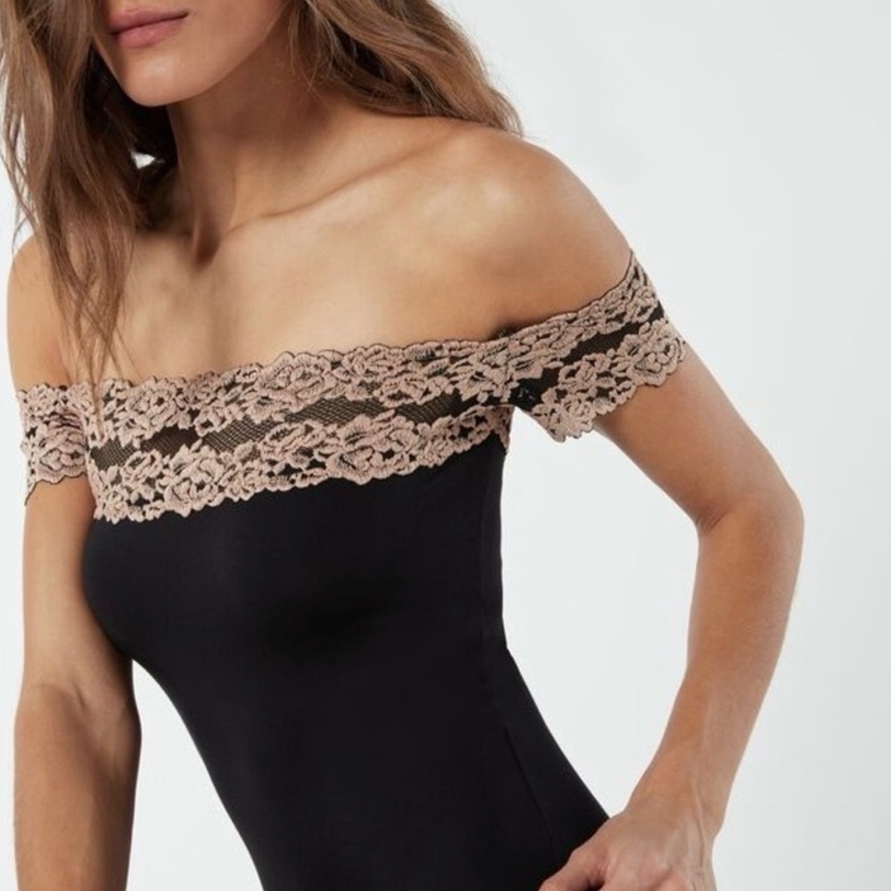 Intimissimi Black and Cream Lace Bodysuit